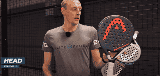 Picture of Micke at Elitepadel testing and reviewing the Head Zephyr UL